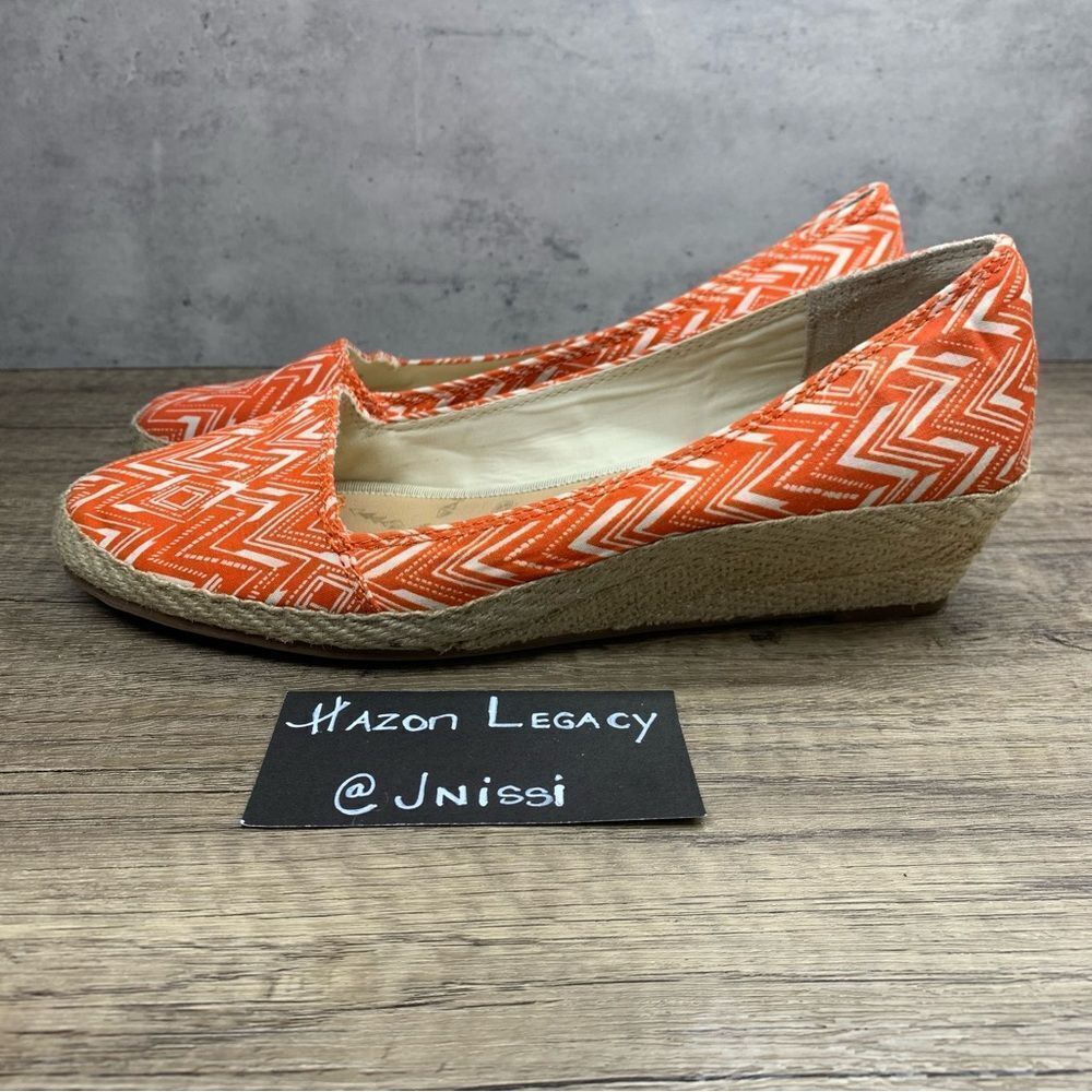 Lucky Brand~Women's~"Tomlinn" Orange/Ivory Espadrille Wedge~Size 10M